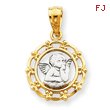 14K Gold & Rhodium Framed Cherub Pendant