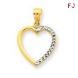 14K Gold & Rhodium Half Diamond-Cut Heart Pendant