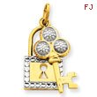 14K Gold  Rhodium Lock & Key Pendant