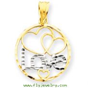 14K Gold & Rhodium Love Heart Pendant