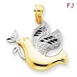 14K Gold & Rhodium Peace Dove Pendant