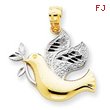 14K Gold & Rhodium Peace Dove Pendant