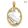 14K Gold & Rhodium Praying Hands Pendant