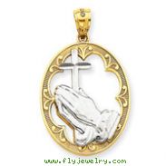 14K Gold & Rhodium Praying Hands Pendant