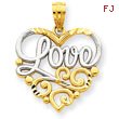 14K Gold & Rhodium Scroll Love Pendant