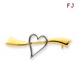 14k Gold & Rhodium Solid Satin Polished Heart Pin