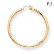 14K Gold  Satin & Diamond-Cut 3x55mm Round Hoop Earrings