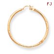 14K Gold  Satin & Diamond-Cut 3x55mm Round Hoop Earrings