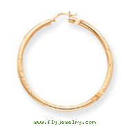 14K Gold  Satin & Diamond-Cut 3x55mm Round Hoop Earrings