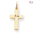 14K Gold  Small Diamond-cut Cross Pendant