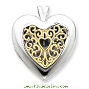 14K Gold & Sterling Silver Filigree Heart Locket