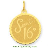 14K Gold  Sweet 16 Charm