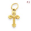 14K Gold  Tiny Budded Cross Charm