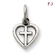 14K Gold  White Gold Cross in Heart Charm