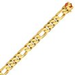 14K Gold 11mm Hand Polished Figaro Link Bracelet