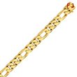 14K Gold 11mm Hand Polished Figaro Link Bracelet