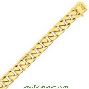 14K Gold 12.4mm Hand Polished Flat Beveled Curb Bracelet
