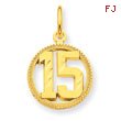 14K Gold #15 Circle Pendant