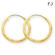 14K Gold 1.5x17mm Satin Diamond-Cut Endless Hoop Earrings