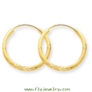 14K Gold 1.5x17mm Satin Diamond-Cut Endless Hoop Earrings