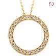 14K Gold .25ct Diamond Circle Necklace Pendant On Cable Chain Necklace