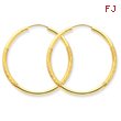 14K Gold 2x34mm Satin Diamond-Cut Endless Hoop Earrings