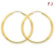 14K Gold 2x34mm Satin Diamond-Cut Endless Hoop Earrings