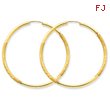 14K Gold 2x45mm Satin Diamond-Cut Endless Hoop Earrings