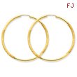 14K Gold 2x45mm Satin Diamond-Cut Endless Hoop Earrings