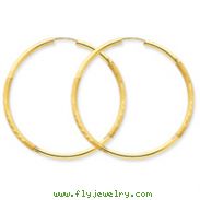 14K Gold 2x45mm Satin Diamond-Cut Endless Hoop Earrings