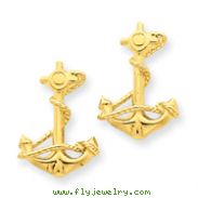 14K Gold 3-D Anchor With Rope Post Earrings