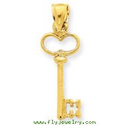 14K Gold 3-D Key Pendant