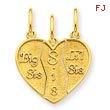 14K Gold 3 Piece Break-Apart Big Sis, Sis & Lil Sis Charm