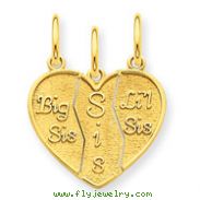 14K Gold 3 Piece Break-Apart Big Sis, Sis & Lil Sis Charm