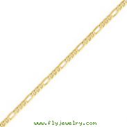 14K Gold 3.25mm Flat Figaro Bracelet