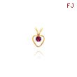 14K Gold 3mm Amethyst Heart Birthstone Necklace