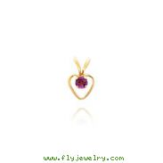 14K Gold 3mm Amethyst Heart Birthstone Necklace