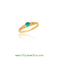 14K Gold 3mm Blue Zircon Birthstone Baby Ring