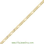 14K Gold 3mm Concave Open Figaro Chain