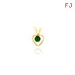 14K Gold 3mm Emerald Heart Birthstone Necklace