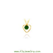 14K Gold 3mm Emerald Heart Birthstone Necklace