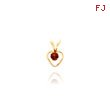 14K Gold 3mm Garnet Heart Birthstone Necklace