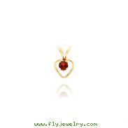 14K Gold 3mm Garnet Heart Birthstone Necklace