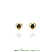 14K Gold 3mm Mystic Topaz Birthstone Heart Earrings