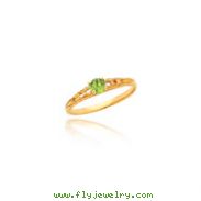 14K Gold 3mm Peridot Birthstone Baby Ring