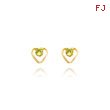 14K Gold 3mm Peridot Birthstone Heart Earrings