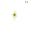 14K Gold 3mm Peridot Heart Birthstone Necklace