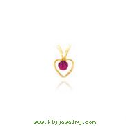 14K Gold 3mm Ruby Heart Birthstone Necklace