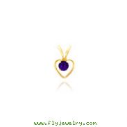 14K Gold 3mm Sapphire Heart Birthstone Necklace