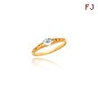 14K Gold 3mm White Zircon Birthstone Baby Ring